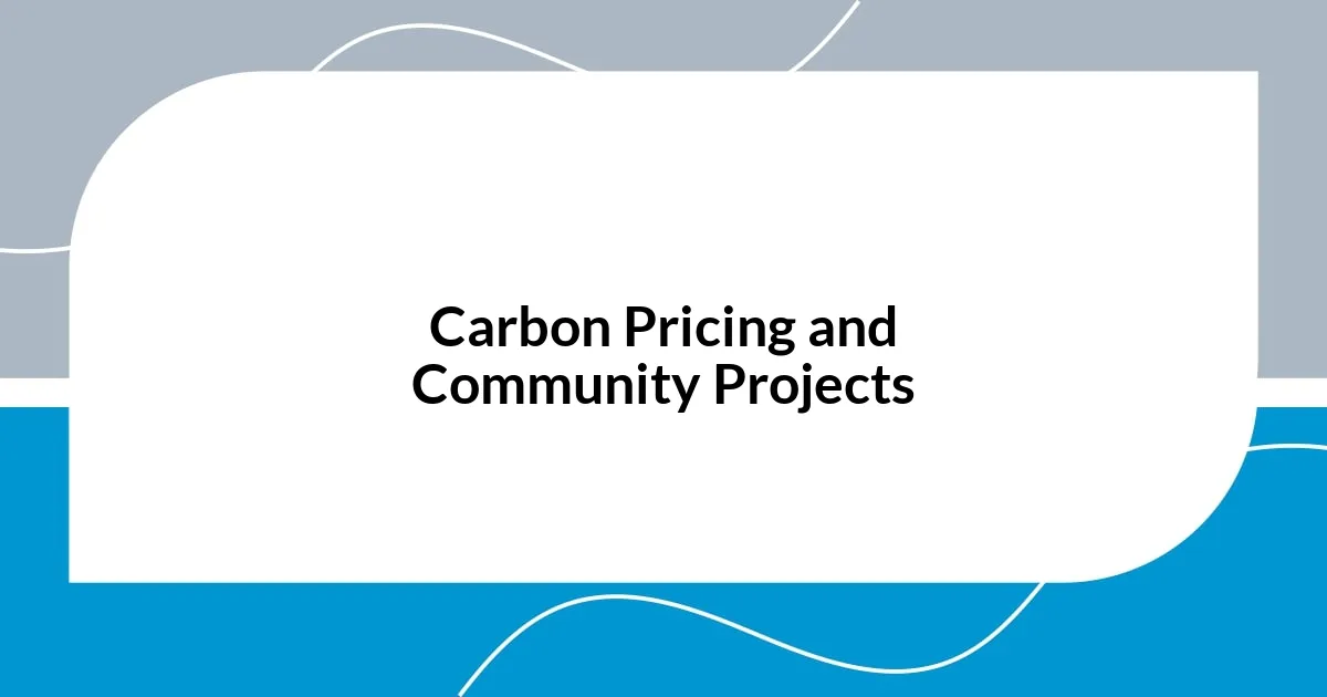 Carbon Pricing and Community Projects