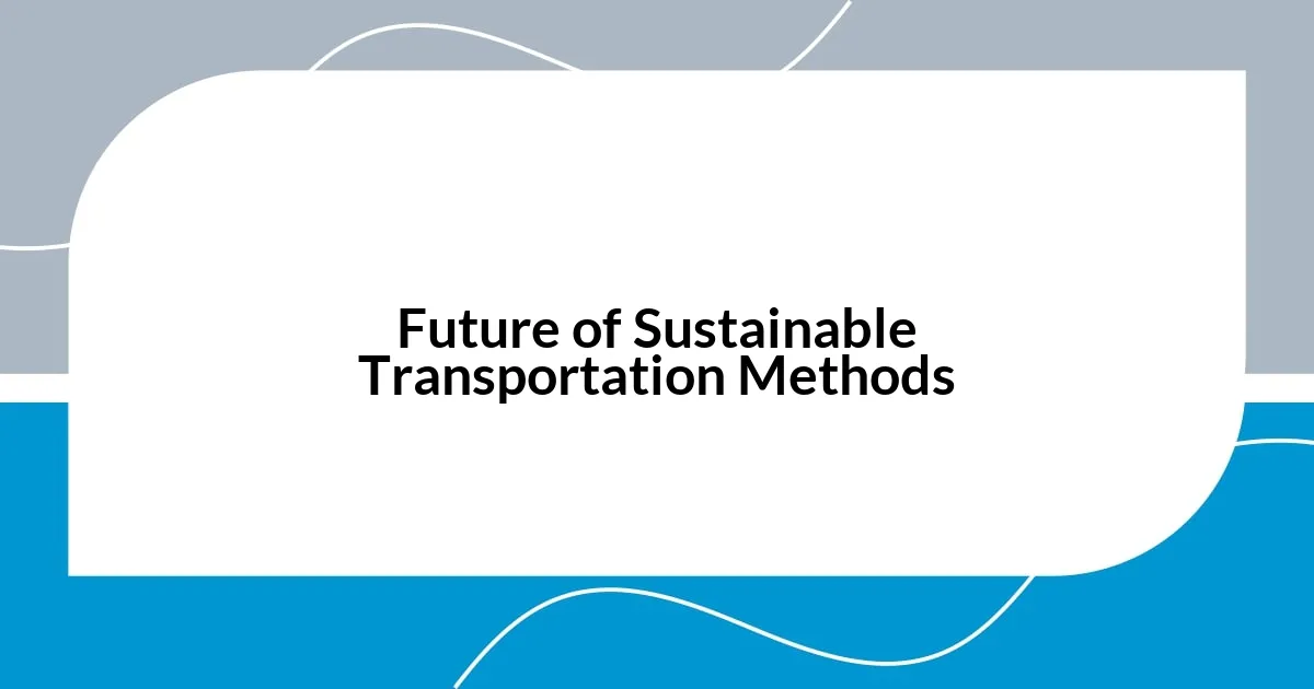 Future of Sustainable Transportation Methods