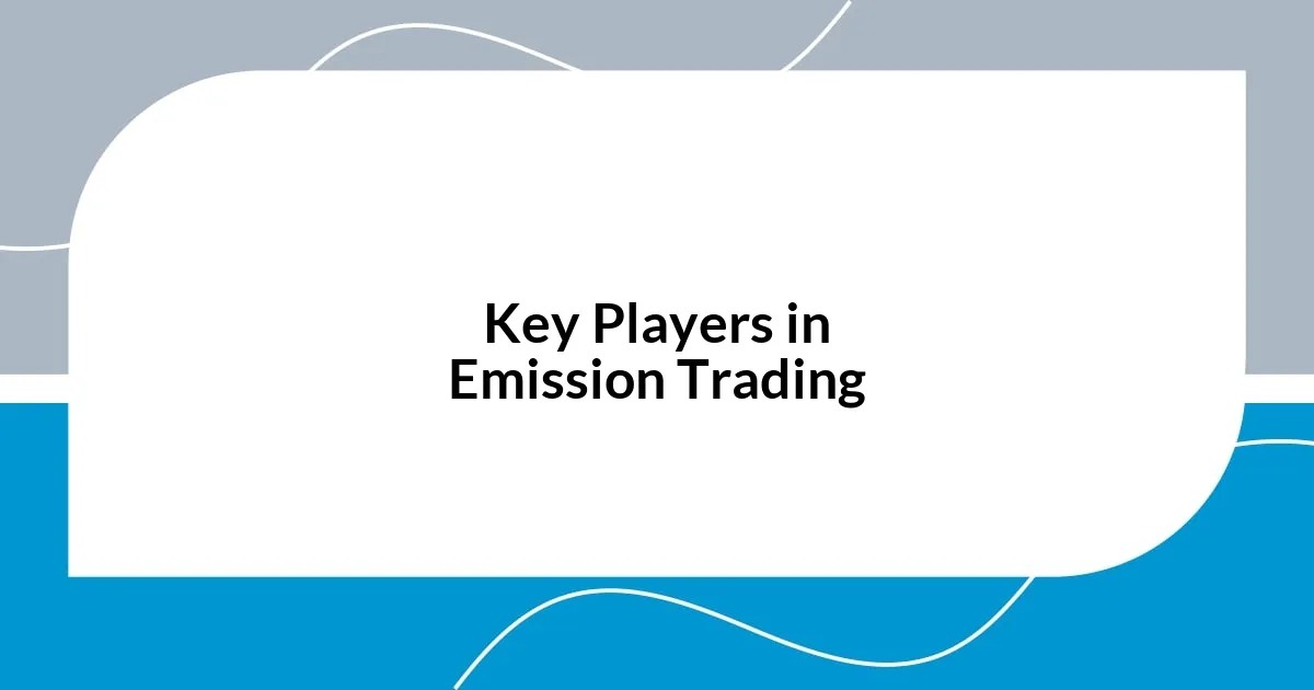 Key Players in Emission Trading