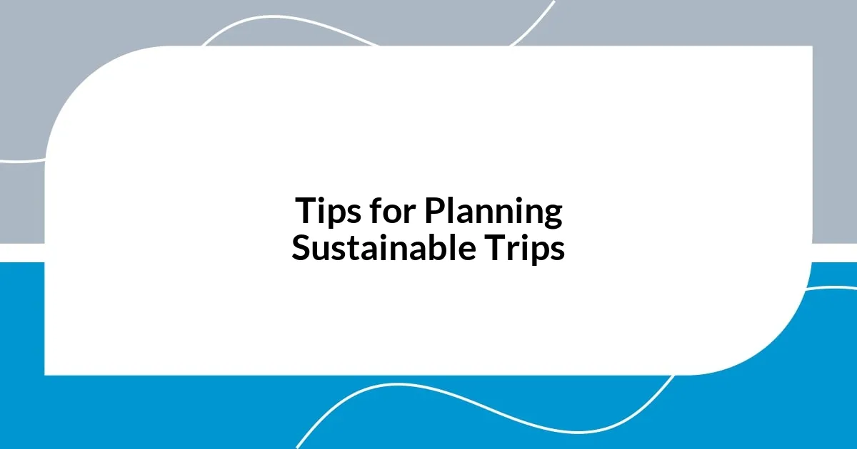 Tips for Planning Sustainable Trips