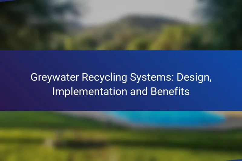 Greywater Recycling Systems: Design, Implementation and Benefits