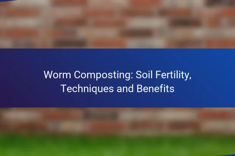 Worm Composting: Soil Fertility, Techniques and Benefits