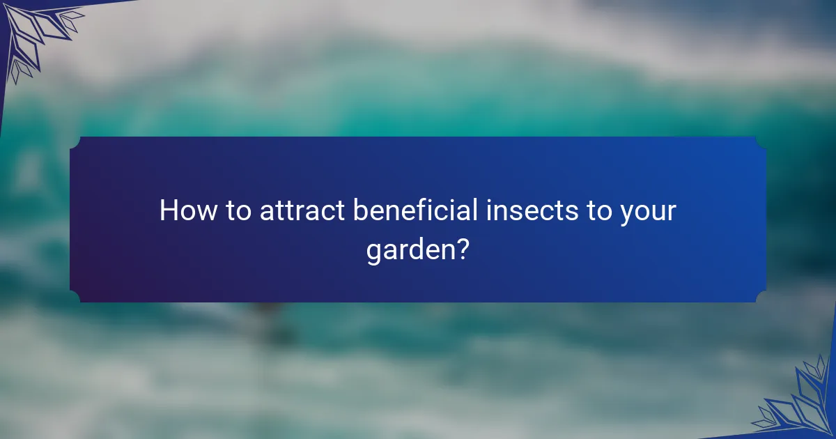 How to attract beneficial insects to your garden?