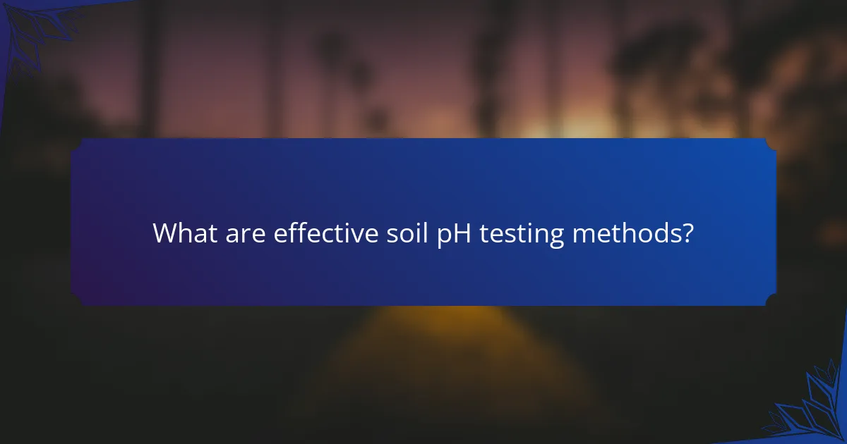 What are effective soil pH testing methods?