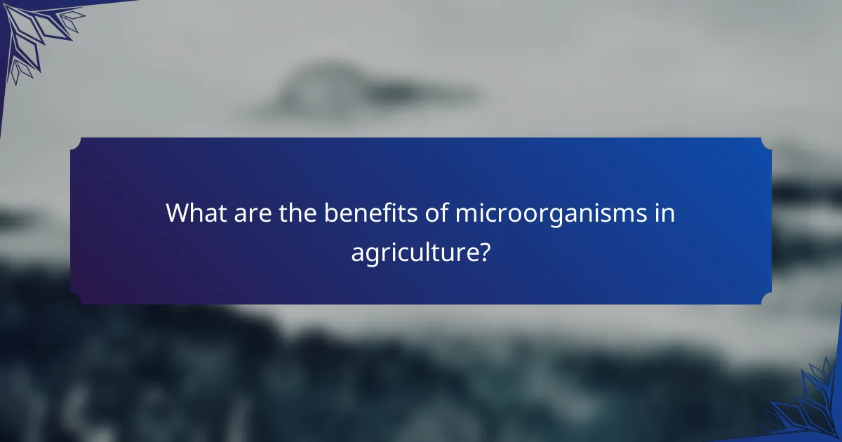 What are the benefits of microorganisms in agriculture?