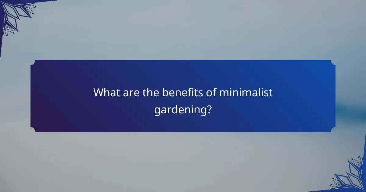 What are the benefits of minimalist gardening?