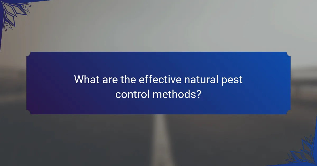 What are the effective natural pest control methods?